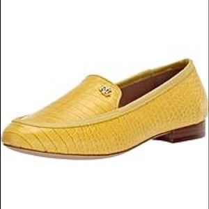 💛RALPH LAUREN Clair Croc Style Yellow Loafers NEW